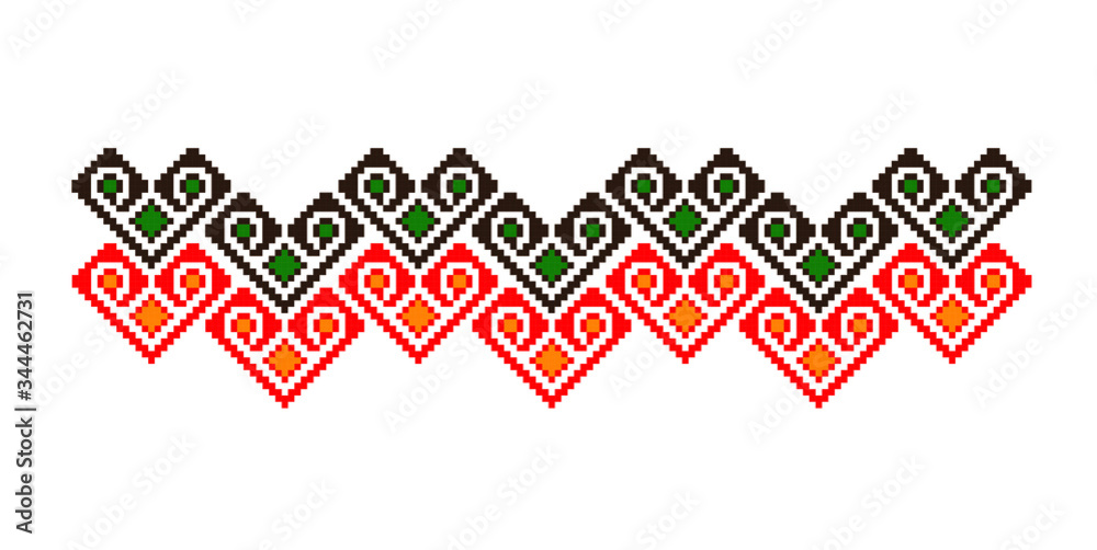 Traditional Romanian folk art knitted embroidery pattern

