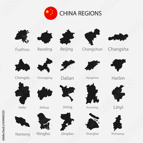 Map of China regions city graphic element Illustration template design
 photo