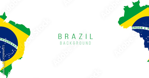Brazil flag map background. The flag of the country in the form of borders. Stock vector illustration isolated on white background.