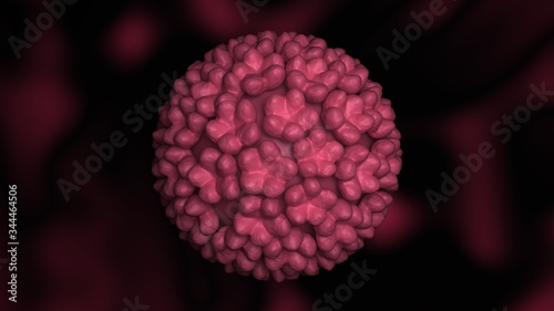 Human papillomavirus cells. HPV. Concept illustration. 3D-rendering.