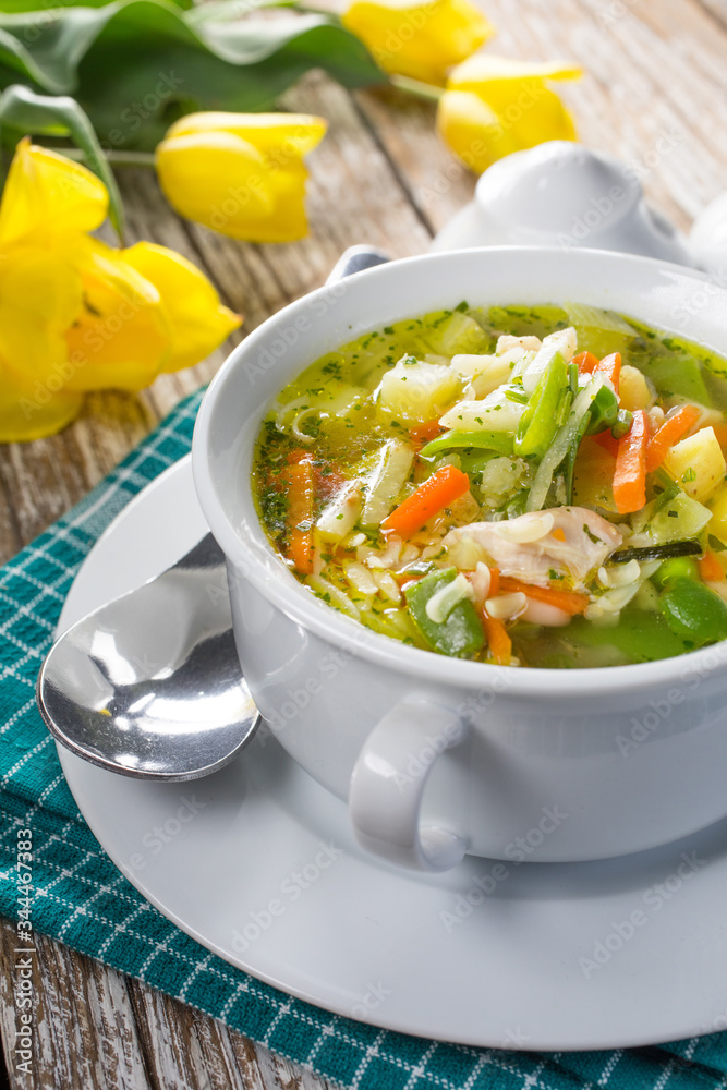Fresh vegetable soup. Selective focus. Fresh vegetable soup. Selective focus.