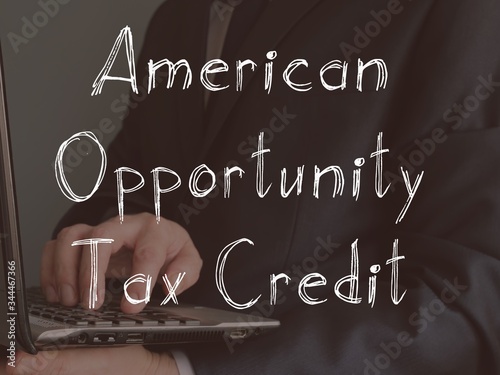 Financial concept about American Opportunity Tax Credit (AOTC) with phrase on the page. photo