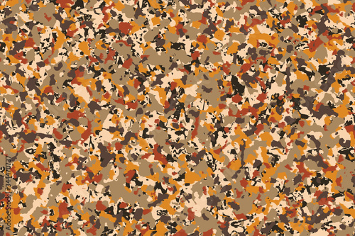 Autumn camouflage (Brown bark, Orange leaves, Yellow leaves) Fashion pattern for use in designing suitable for outdoor work, Traveler clothing and others. Inspired by Fallen leaves in the forest.