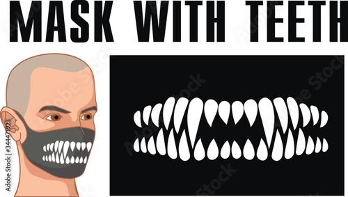 mask of face with skull and predator teeth
