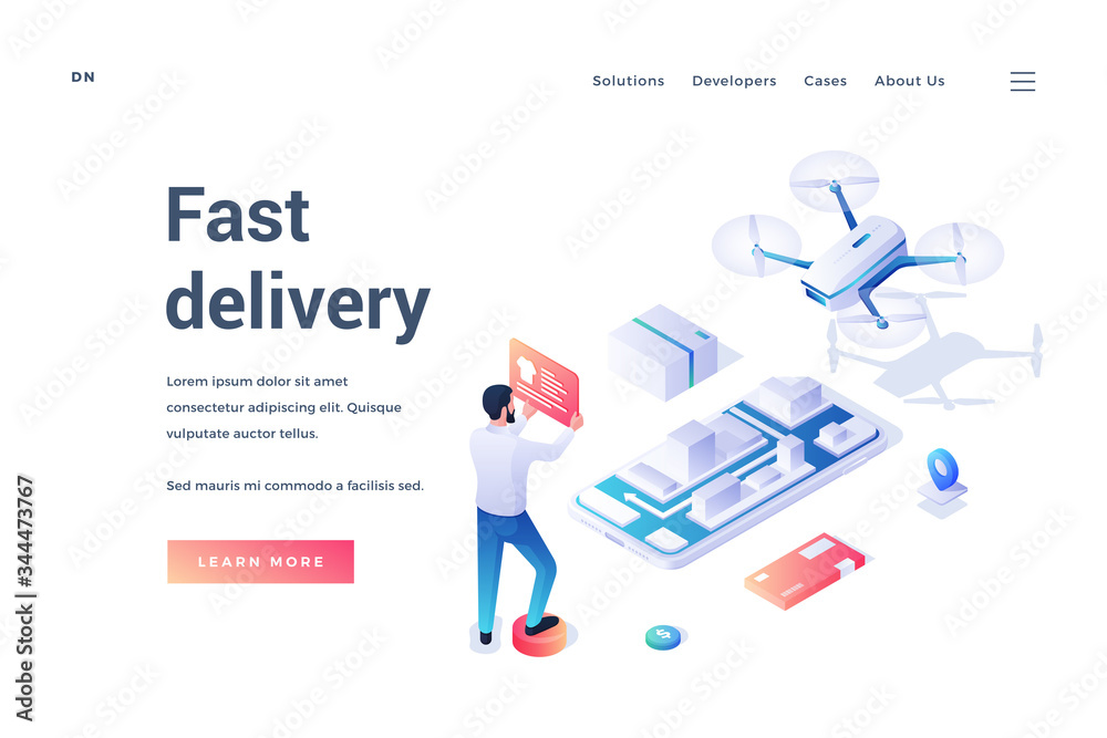 Vector banner for fast delivery service website