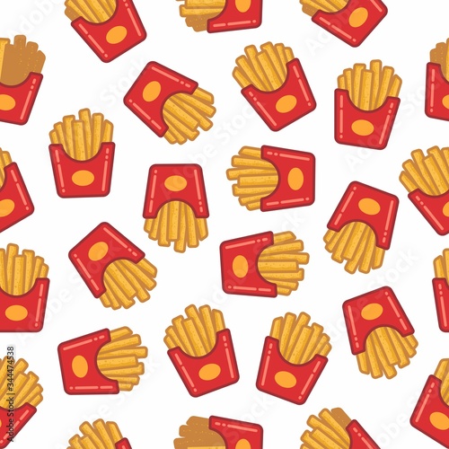 pattern seamless of french fries in style flat, line, modern design. - vector illustration