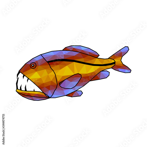 saber-toothed fish, sea monster, color mosaic