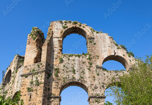ruins aqueduct of Aspendos , Antalya, Turkey.