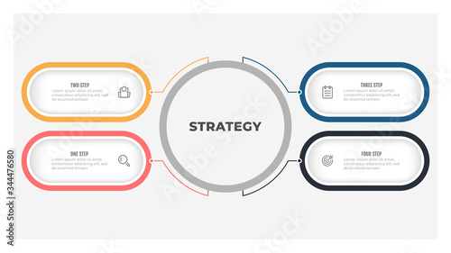 Business infographics. Process chart. Creative concept for annual report with 4 steps, options. Vector illustration.