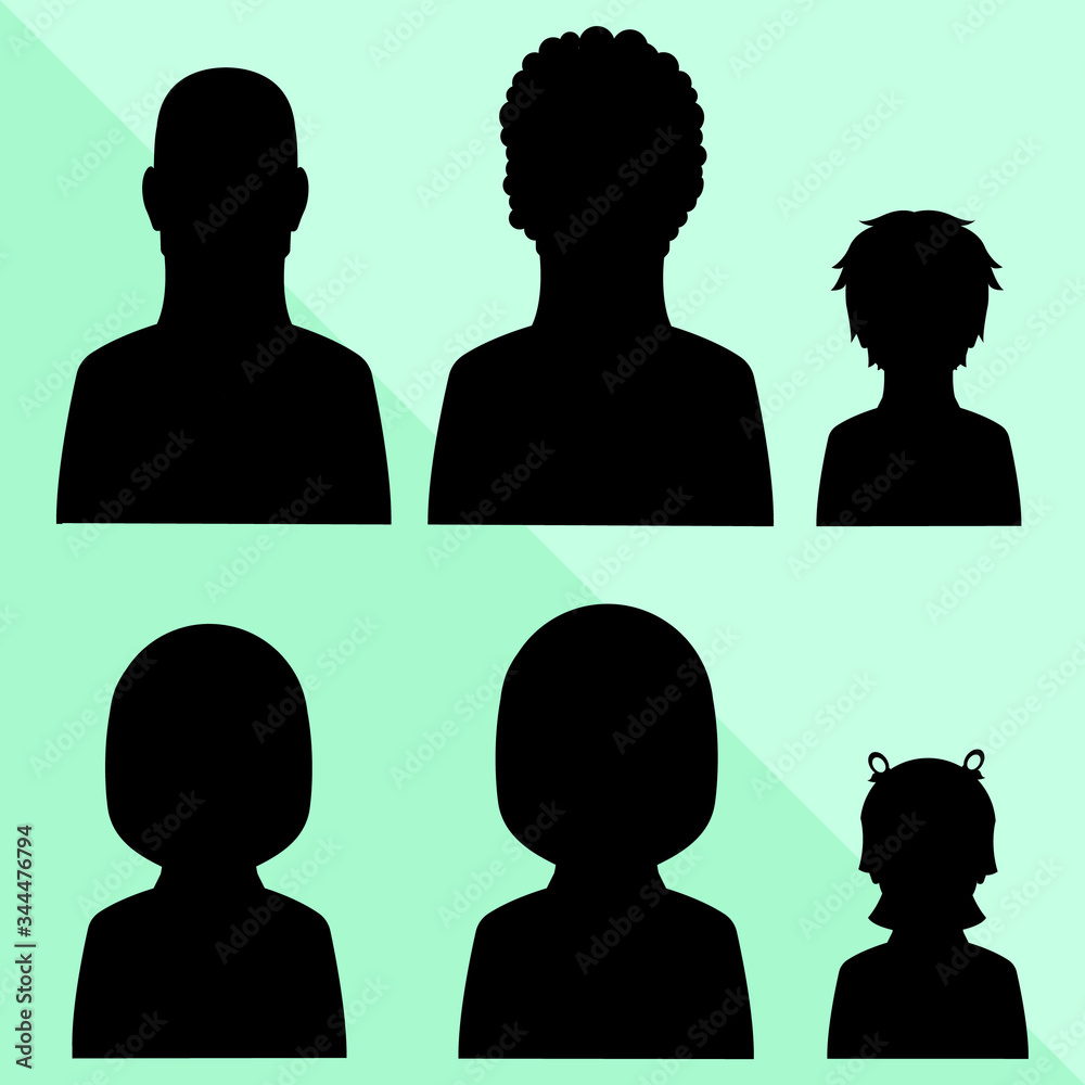 Character Set Silhouette Vector Illustration Character Set Silhouette Vector Illustration