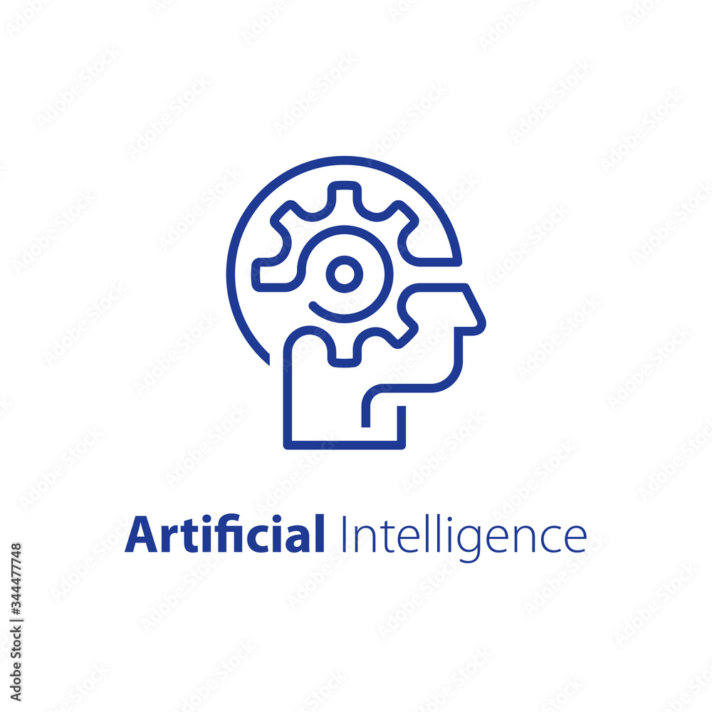 Head and cogwheel, education concept, creative thinking, technology and innovation Head and cogwheel, education concept, creative thinking, technology and innovation