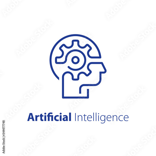 Head and cogwheel, education concept, creative thinking, technology and innovation