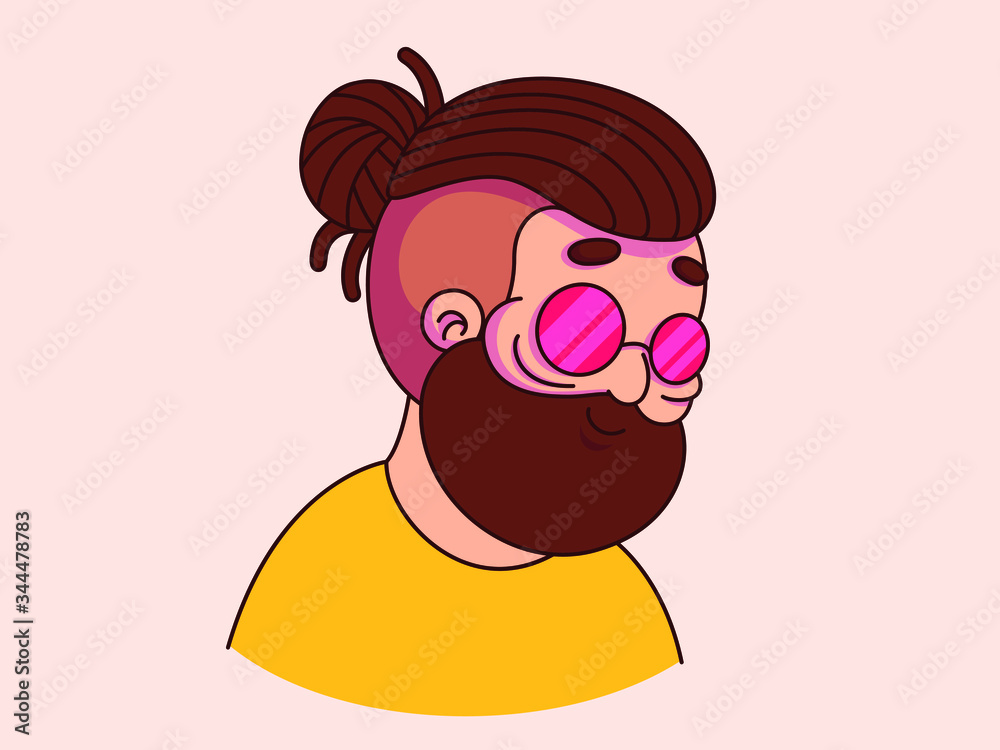 Hipster fashion bearded man portrait in sunglasses, isolated vector illustration. Hipster fashion bearded man portrait in sunglasses, isolated vector illustration.