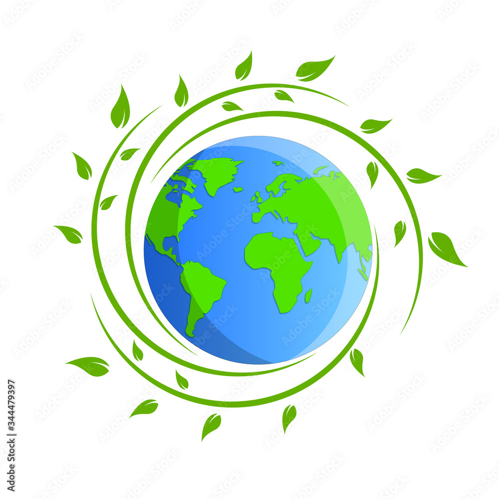MobileEarth Day vector Illustration with leaves around it with White Background