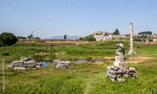 Artemis temple ruins of Ephesus, one of the seven wonders in the world. photo
