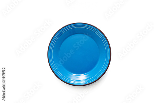 blue ceramic plate isolated