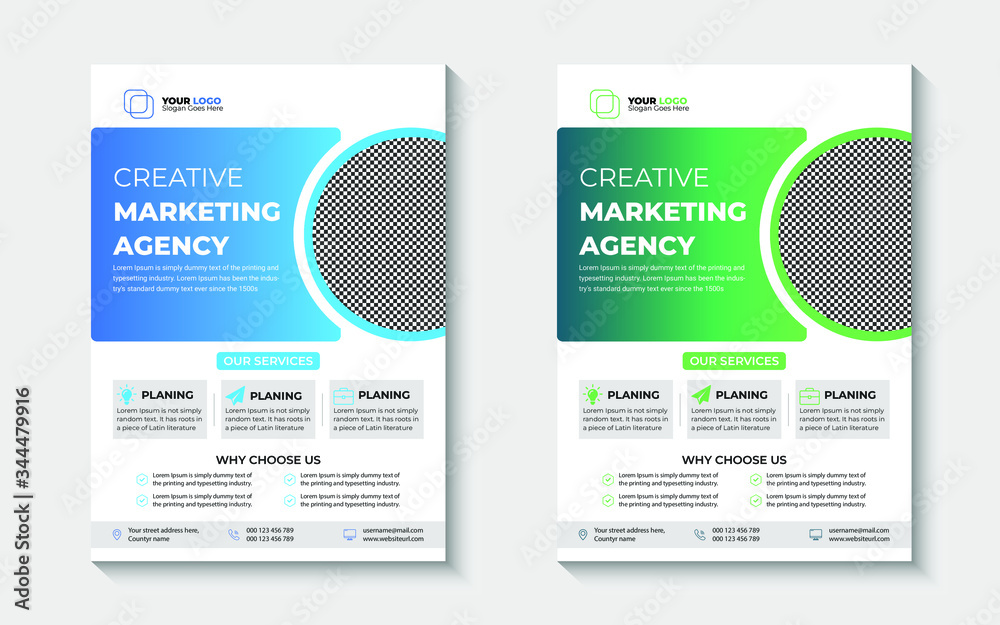 Modern abstract business flyer design template set Modern abstract business flyer design template set