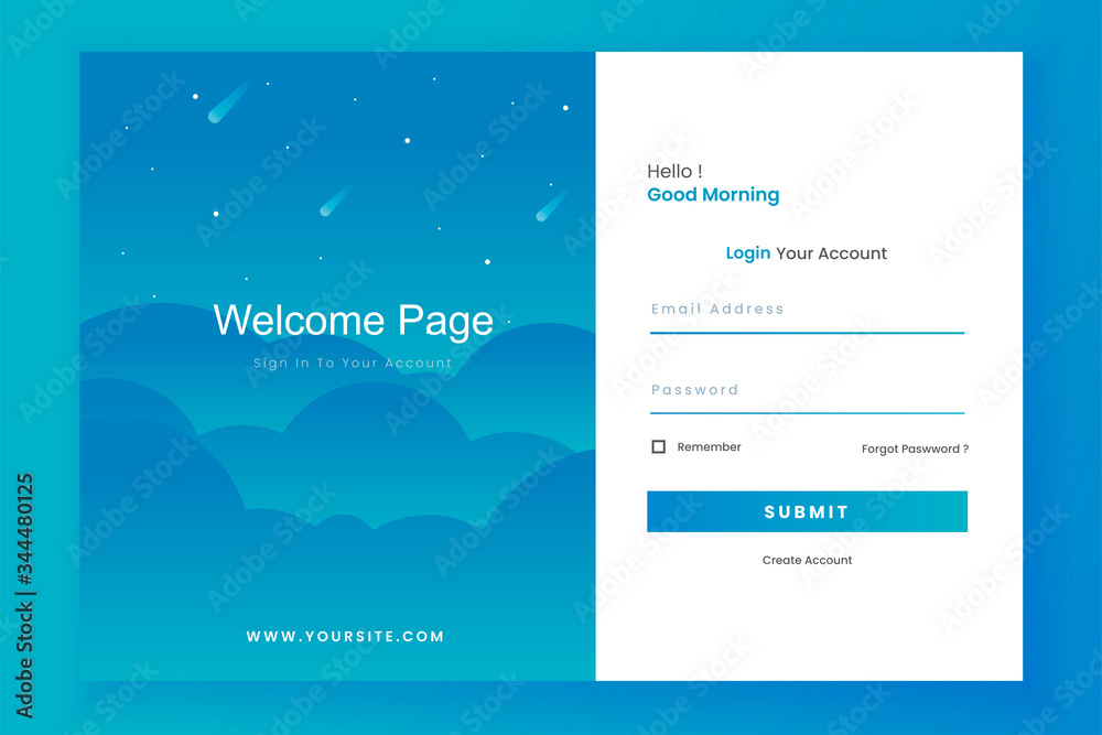 Login form landing page design template