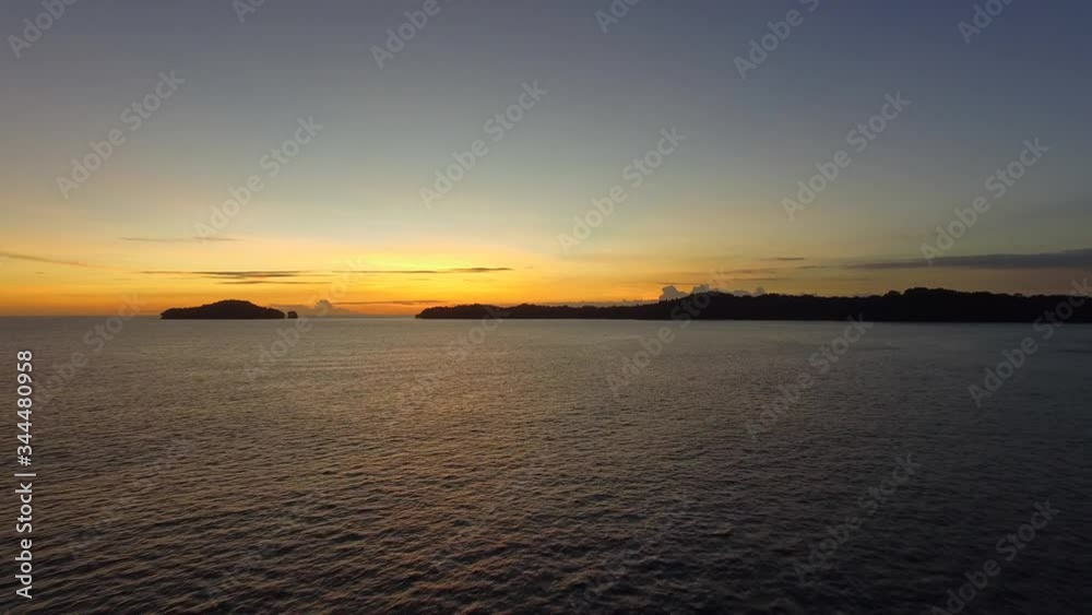Low Flight Over Ocean at Sunset Panama Drone Video Low Flight Over Ocean at Sunset Panama Drone Video