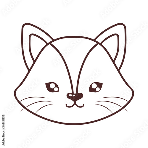 head of cute cat , line style icon, feline domestic