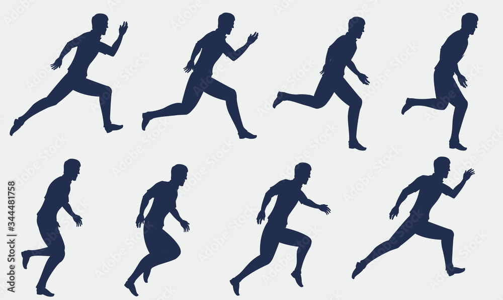 Human Run Cycle Silhouette Vector Illustration