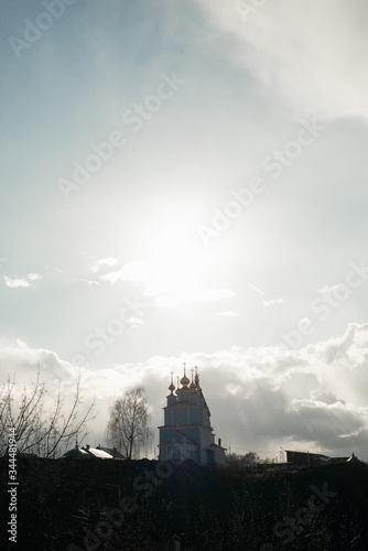 a church against a sunny sky
