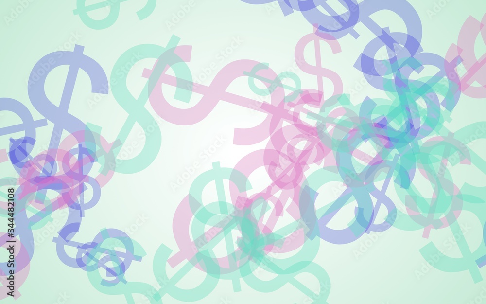 Multicolored translucent dollar signs on white background. 3D illustration Multicolored translucent dollar signs on white background. 3D illustration