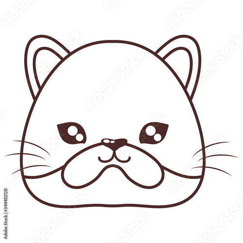 head of cute cat , line style icon, feline domestic