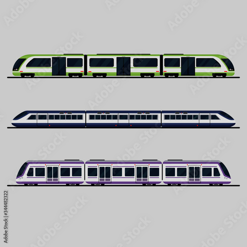 Isolated collection set of train. Have bullet train and express. Vector from illustrator program.