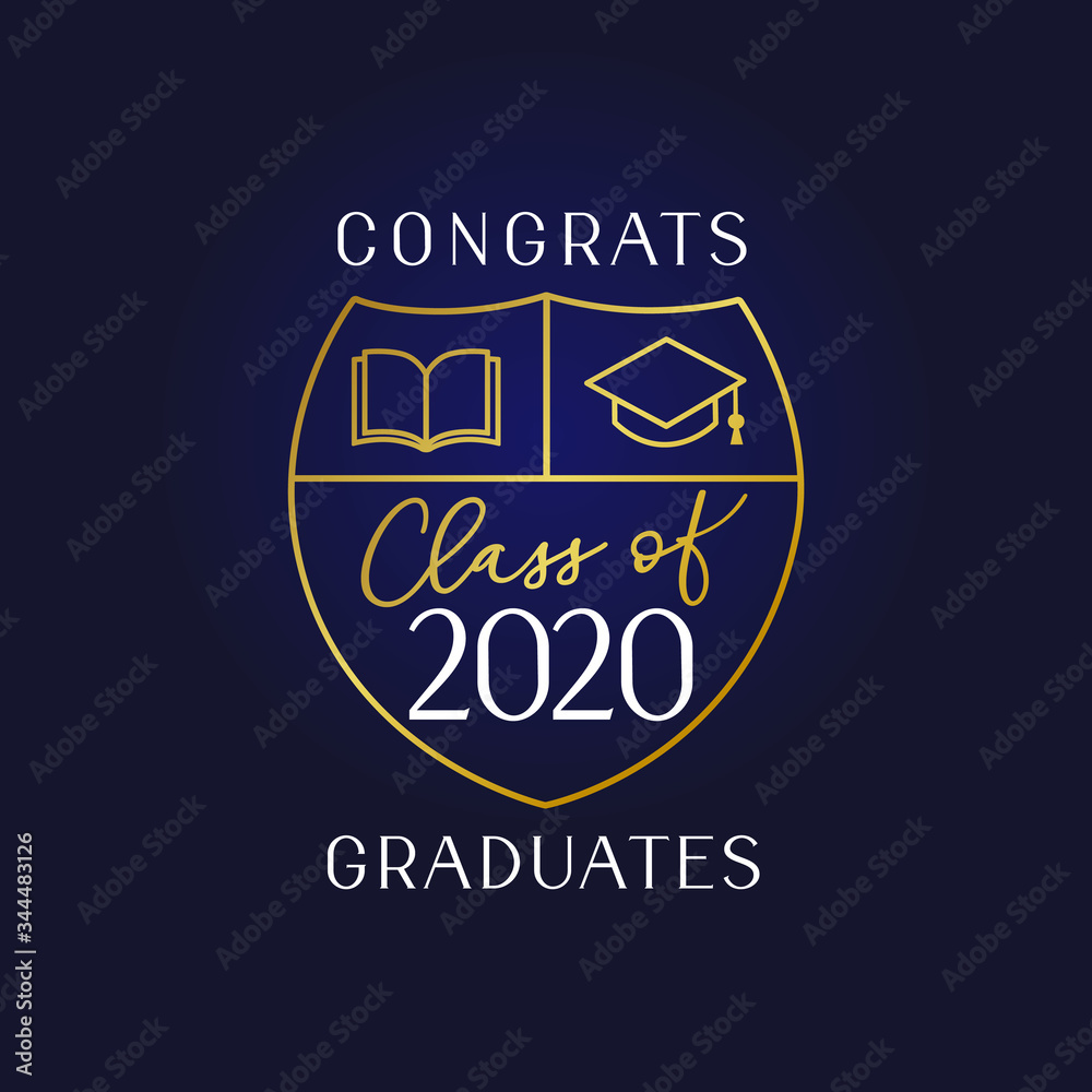 Class of 2020 Congrats Graduates, book and academic cap logo. Lettering Graduation calligraphy label. Vector illustration. Template for graduation design, party, high school or college graduate Class of 2020 Congrats Graduates, book and academic cap logo. Lettering Graduation calligraphy label. Vector illustration. Template for graduation design, party, high school or college graduate