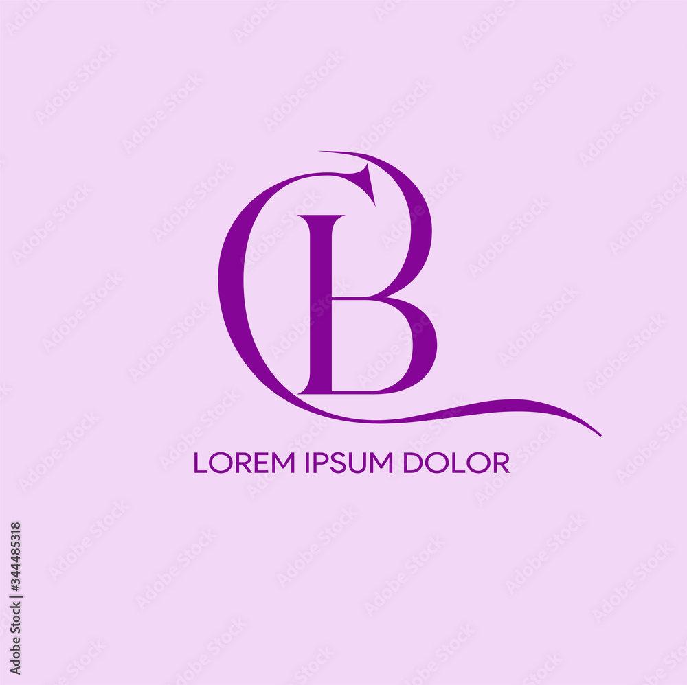CB Logo. Letter Design Vector with color purple and background soft purple.  Stock Vector | Adobe Stock