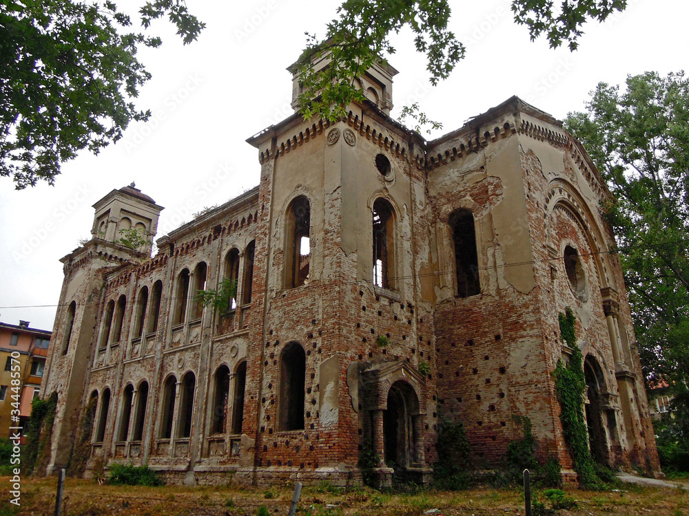 Remains of abandoned synagogue in Vidin, Bulgaria