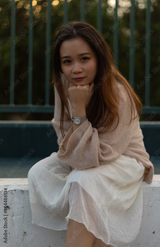 A Vietnamese woman with black hair in Vietnam

