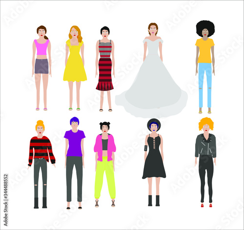 Wallpaper Mural collection of illustrations of women with different styles. illustration for web and mobile design. Torontodigital.ca