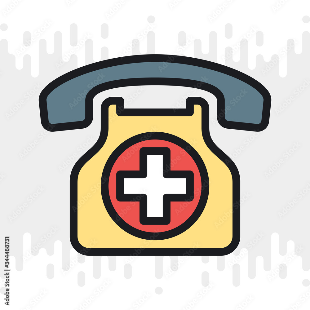 Obraz premium Ambulance call or emergency phone icon. Simple color version on light gray background