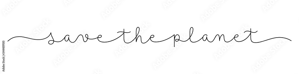 SAVE THE PLANET black vector monoline calligraphy banner with swashes SAVE THE PLANET black vector monoline calligraphy banner with swashes
