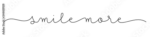 SMILE MORE black vector monoline calligraphy banner with swashes