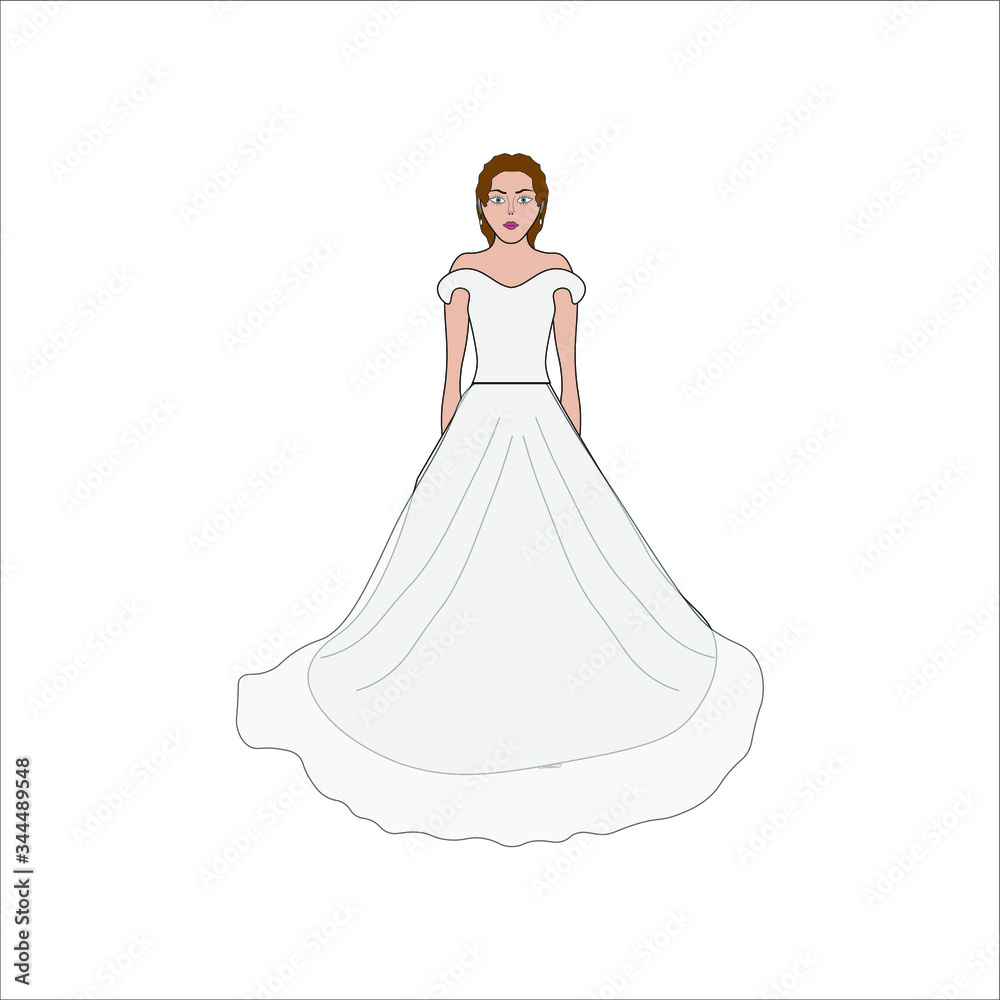 pretty woman in wedding dress.Illustration for web and mobile design. pretty woman in wedding dress.Illustration for web and mobile design.