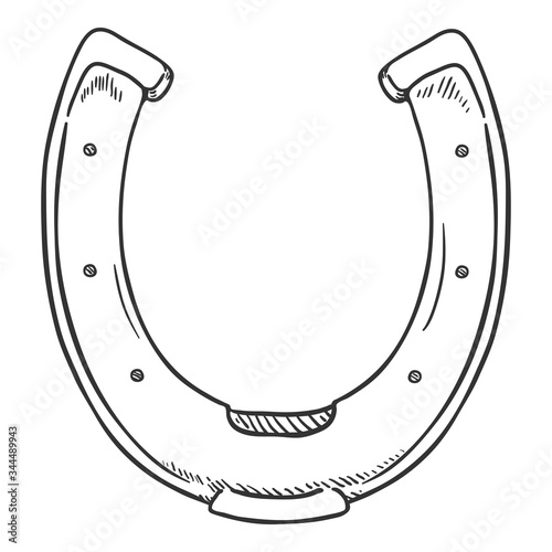 Vector Black Sketch Horseshoe Illustration