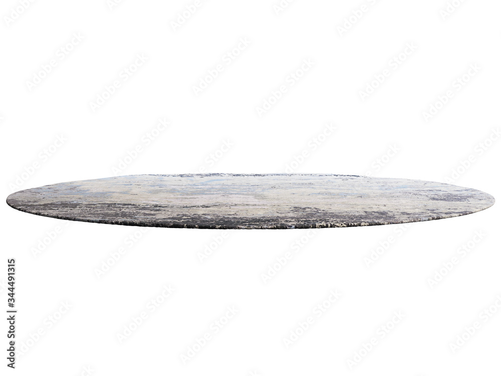 Modern blue round rug with a abstract pattern. 3d render