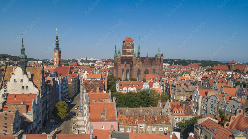 Aerial view of Gdansk during summer, Poland
