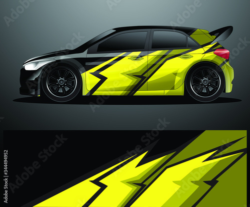 Rally car decal graphic wrap vector, abstract background