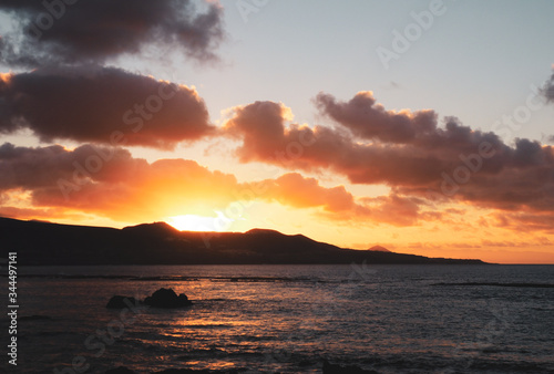 atardecer en la playa