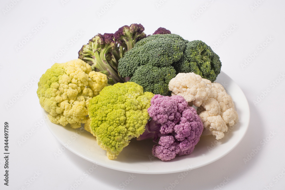 Colorful cauliflower cabbages. Healthy food Colorful cauliflower cabbages. Healthy food