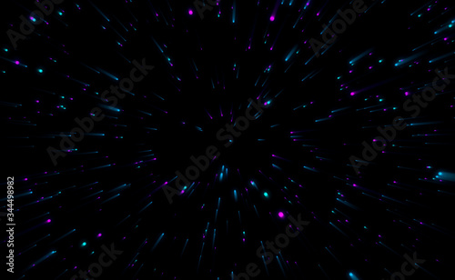 Abstract circular geometric explosion background. Retro Sci-Fi Neon radial lines speed light zoom. Suitable for design in the style of the 1980`s