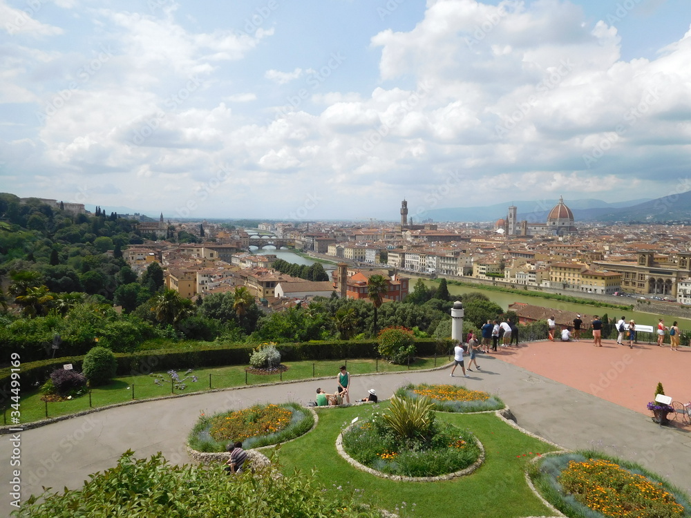 View over the city of Florence form a piazza on the opposite side of the river  