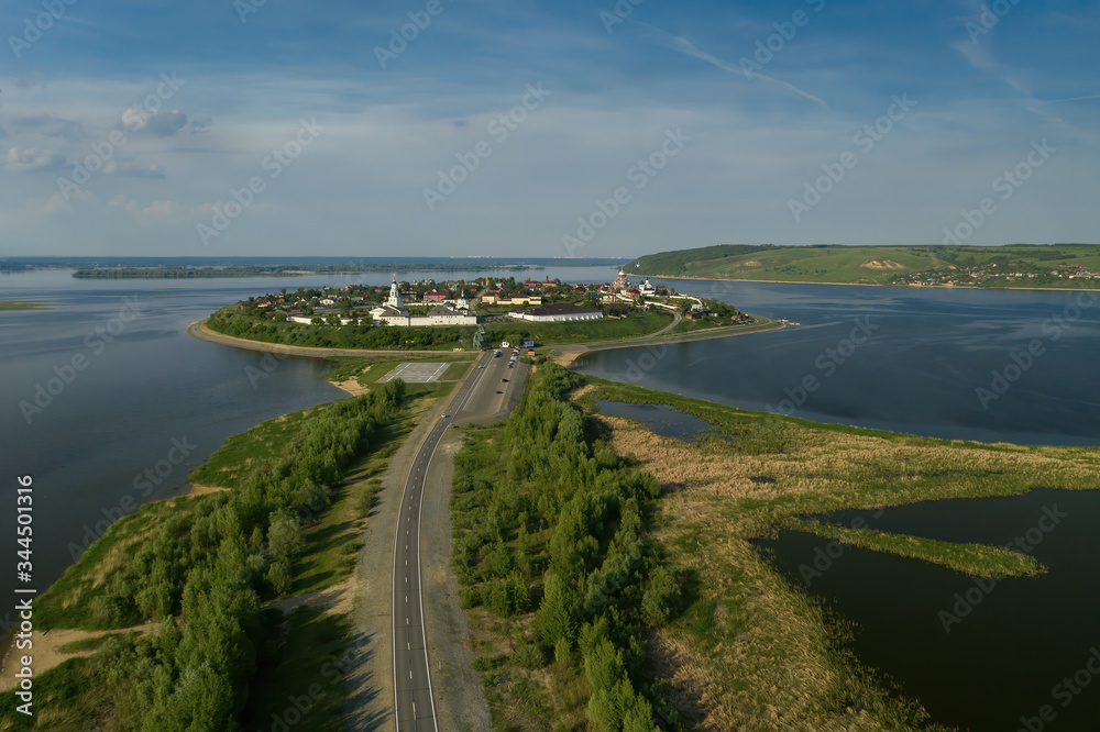 Fabulous city of Sviazhsk in the Republic of Tatarstan, Russia. Aerial photography.