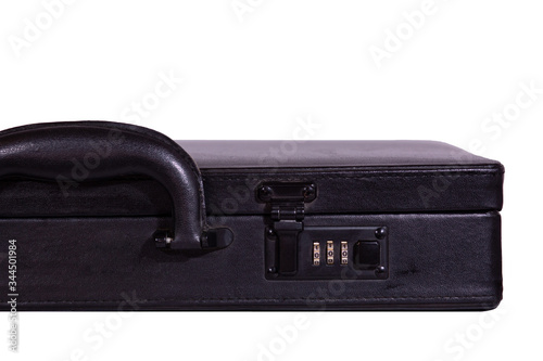 black leather briefcase on a white background, ready for use in your project