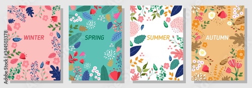 Illustration set season element or nature background, winter, spring, summer, autumn, banner, cover, templates, posters.