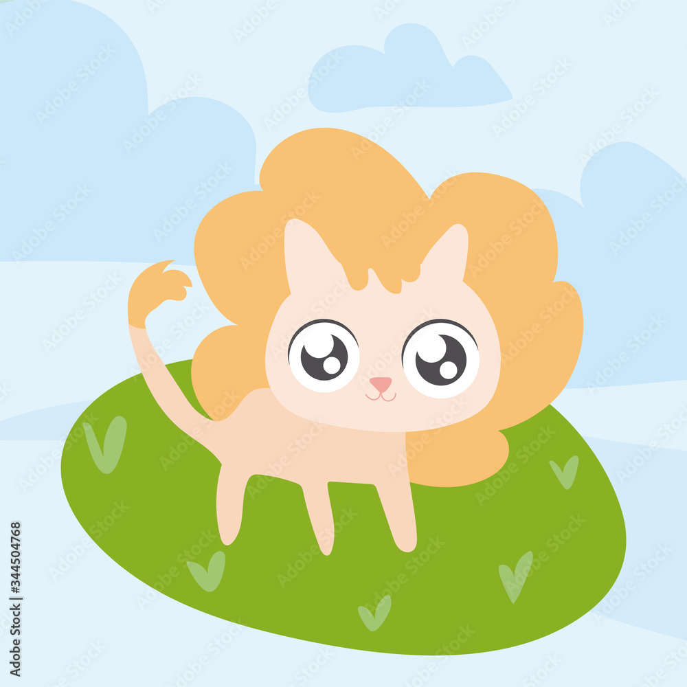 cute lion, animal in kawaii style cute lion, animal in kawaii style